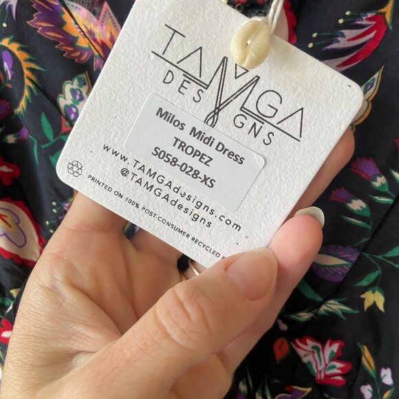Tamga Sustainable Dress Milos Midi Sustainable (black floral boho) - NWT - Picture 6 of 7